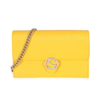 Gucci Yellow Calfskin Dollar Interlocking G Chain Wallet