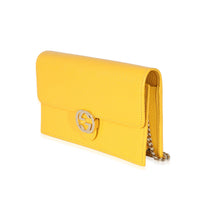 Gucci Yellow Calfskin Dollar Interlocking G Chain Wallet