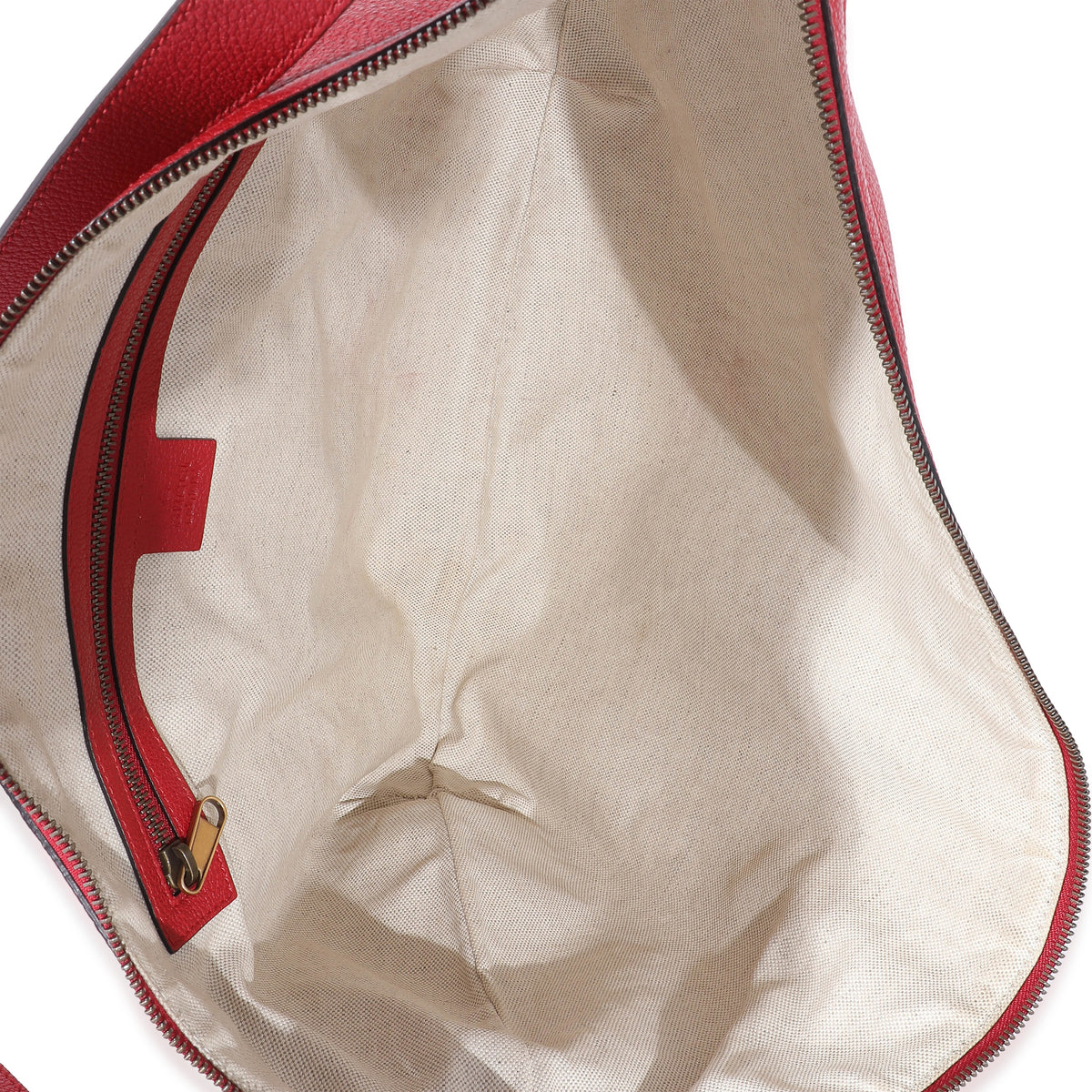 Gucci Red Grained Calfskin Logo Half Moon Hobo