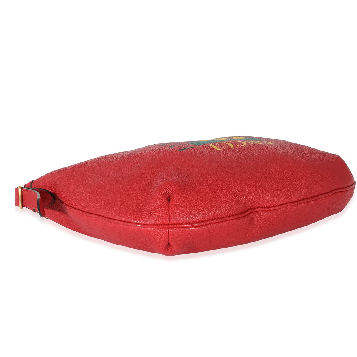 Gucci Red Grained Calfskin Logo Half Moon Hobo