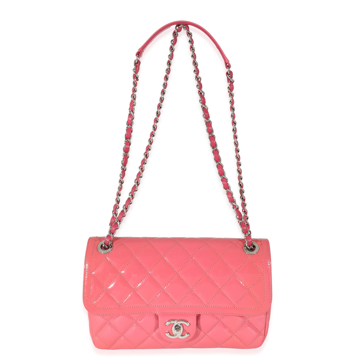 CHANEL Patent Quilted Coco Shine Small Accordion Flap Pink, FASHIONPHILE