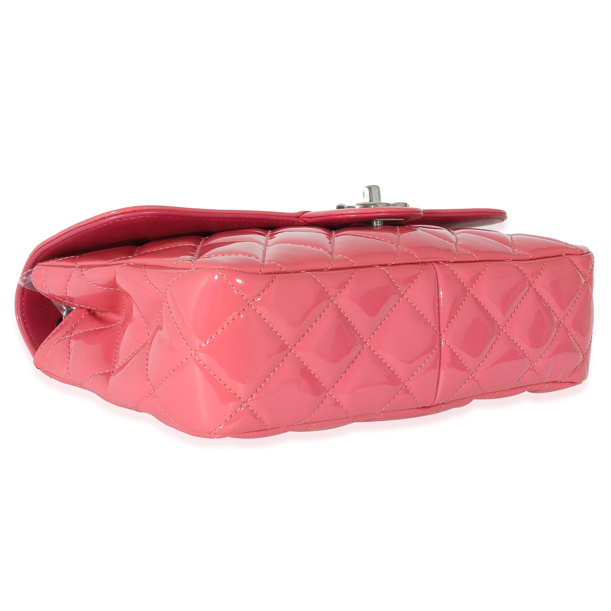 Chanel Brilliant Patent Leather Melon Pink East West Shoulder Bag Woc