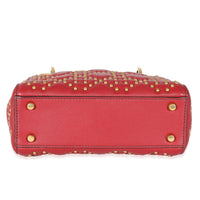 Christian Dior Red Cannage Studded Supple Leather Mini Lady Dior