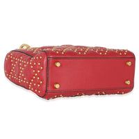 Christian Dior Red Cannage Studded Supple Leather Mini Lady Dior