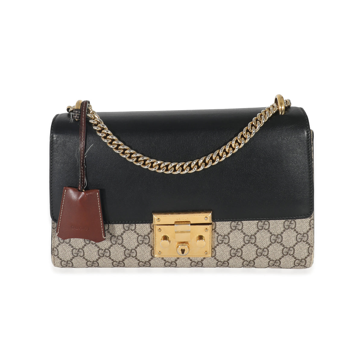 Gucci GG Supreme & Black Leather Medium Padlock Shoulder Bag