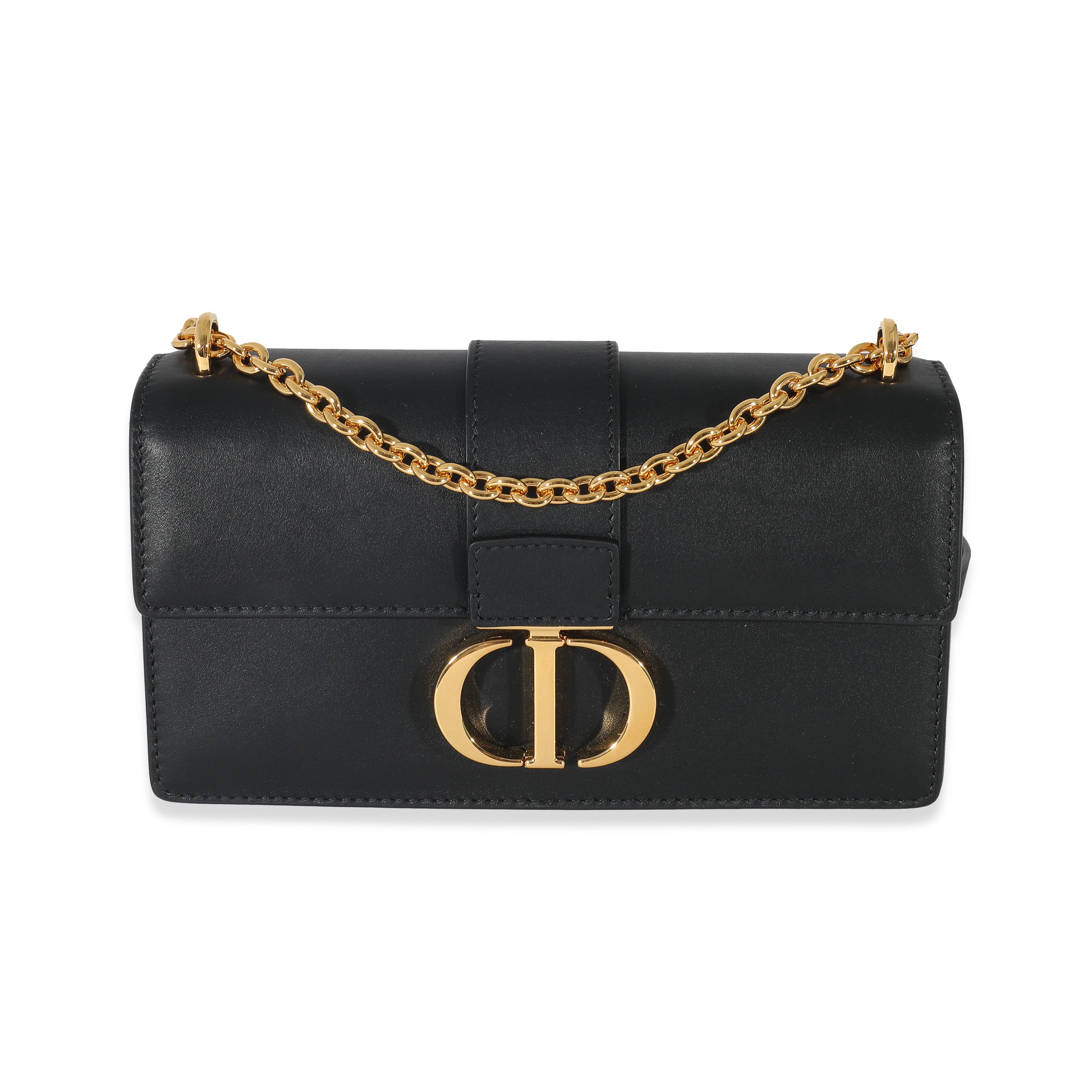 Christian Dior 30 Montaigne East West Shoulder Bag Leather Black Purse  90186652
