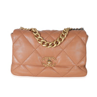 Chanel Brown Shiny Lambskin Large Chanel 19 Flap Bag