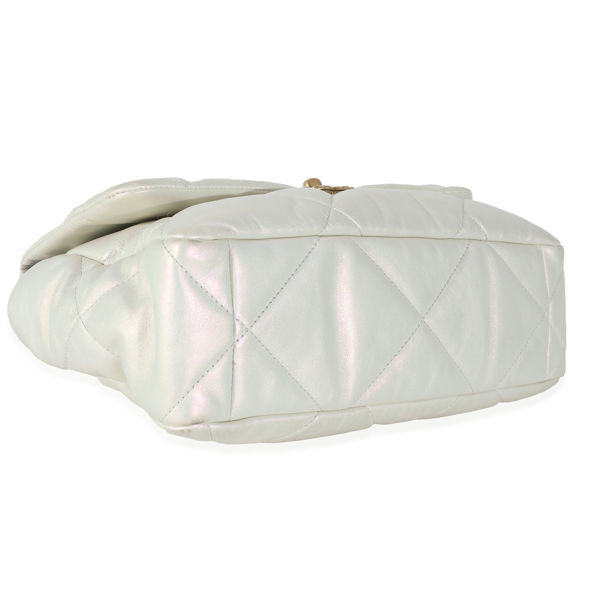 Chanel White Iridescent Calfskin Medium Chanel 19 Flap Bag