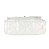 Chanel White Iridescent Calfskin Medium Chanel 19 Flap Bag