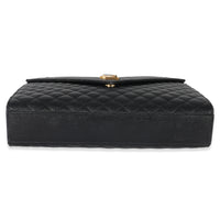 Saint Laurent Black Grain De Poudre Mix Matelassé Large Envelope Flap Bag