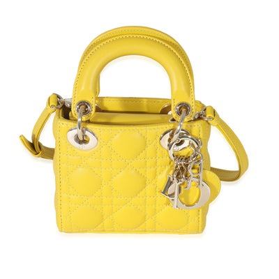 Christian Dior Yellow Lambskin Micro Lady Dior