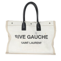 Saint Laurent Optic White Linen Rive Gauche Tote