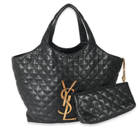 Saint Laurent Black Quilted Lambskin ICare Maxi Shopping Bag