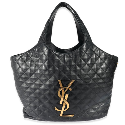 Saint Laurent Black Quilted Lambskin ICare Maxi Shopping Bag