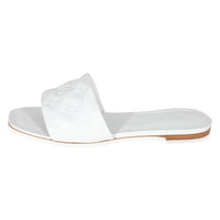 Louis Vuitton White Monogram Embossed Lambskin Revival Flat Mule