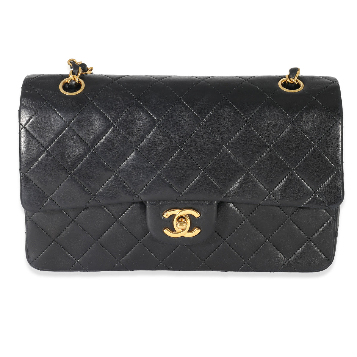 Chanel Vintage Navy Quilted Lambskin Medium Classic Flap Bag