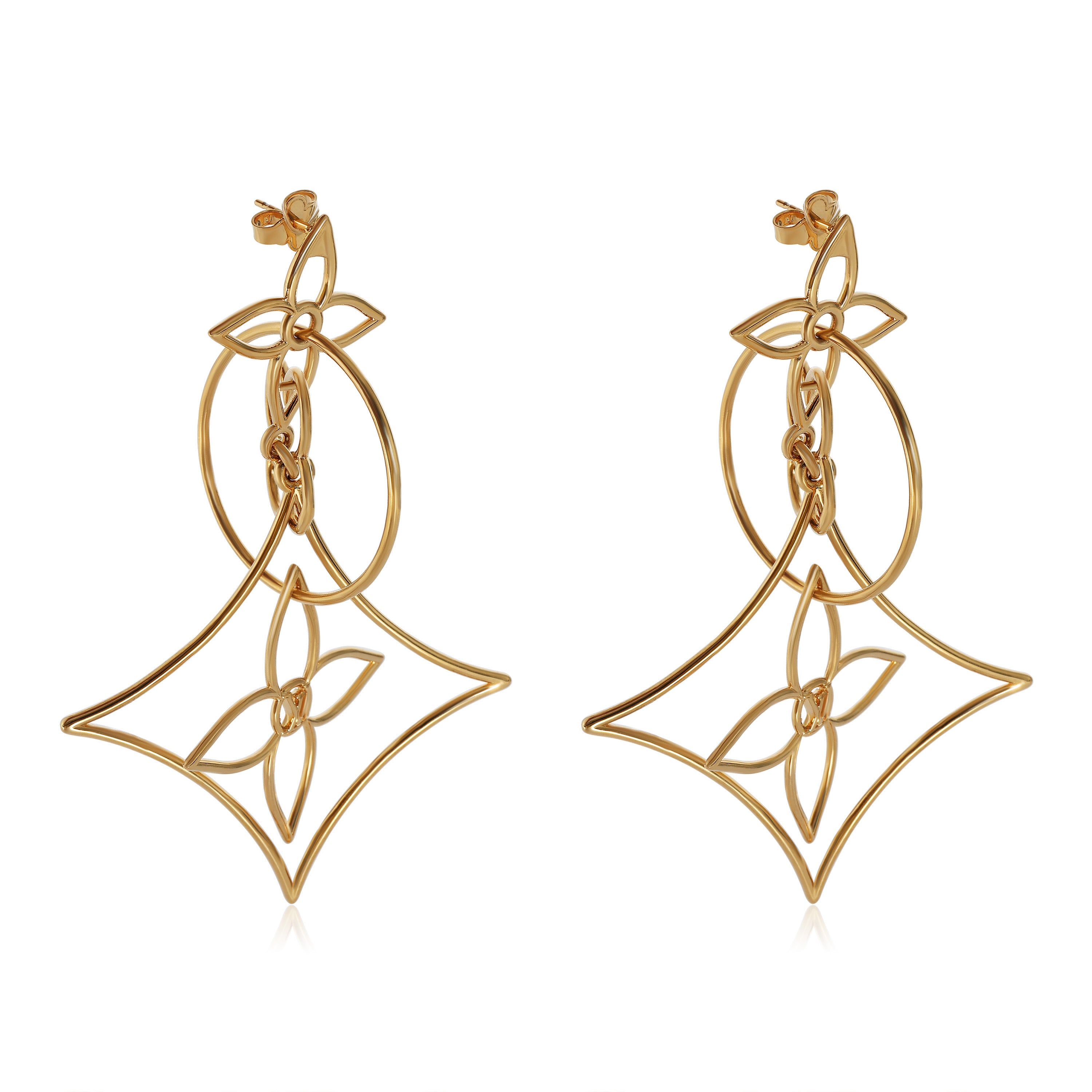 Louis Vuitton Twiggy Long Gold Plated Earrings, myGemma