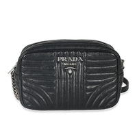 Prada Nero Soft Calfskin Impunture Diagramme Crossbody Bag