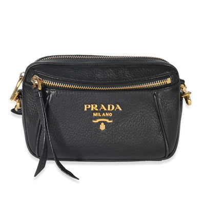 Prada Black Vitello Daino Convertible Belt Bag