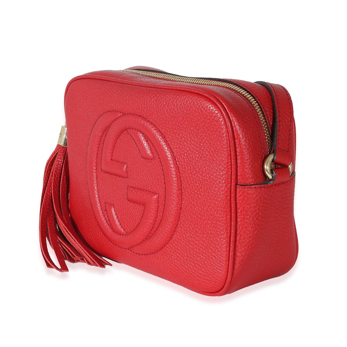 Gucci Pebbled Calfskin Small Soho Disco Bag Tabasco Red