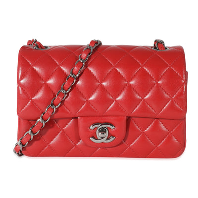 Chanel Red Quilted Lambskin Mini Rectangular Flap Bag