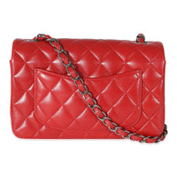 Chanel Red Quilted Lambskin Mini Rectangular Flap Bag