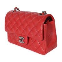 Chanel Red Quilted Lambskin Mini Rectangular Flap Bag