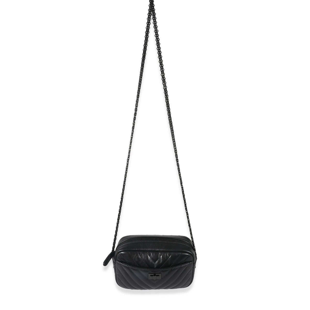 Chanel So Black Chevron Quilted Leather Reissue Mini Camera Bag