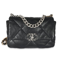 Chanel Black Quilted Goatskin Medium Chanel 19 Flap Bag