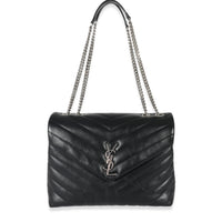 Saint Laurent Black Matelassé Leather Medium Loulou Bag