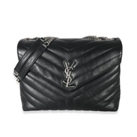 Saint Laurent Black Matelassé Leather Medium Loulou Bag