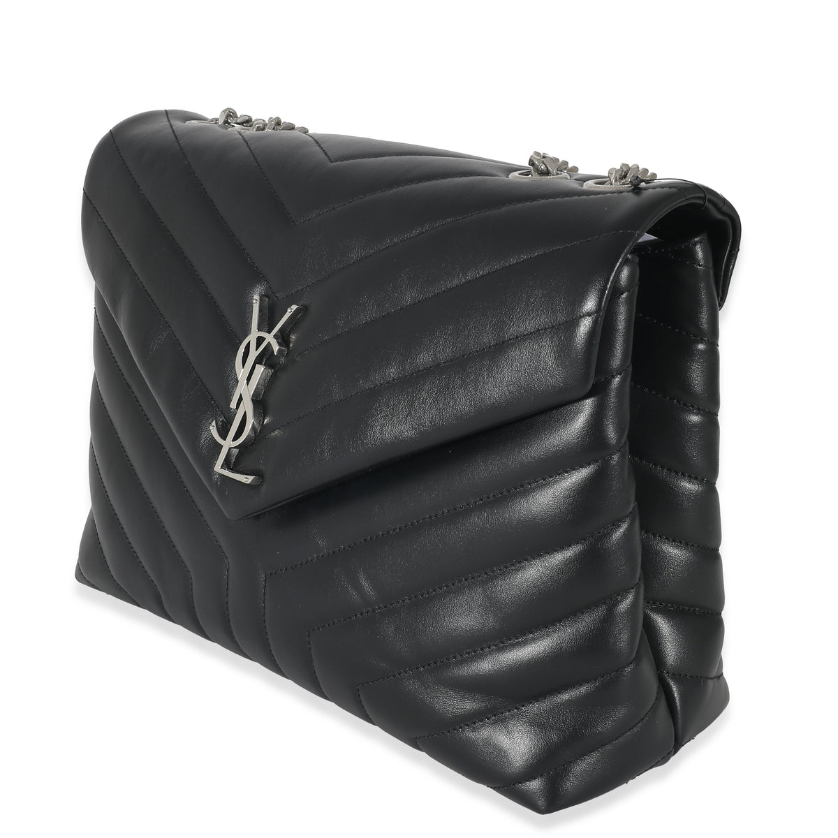 Saint Laurent Black Matelassé Leather Medium Loulou Bag