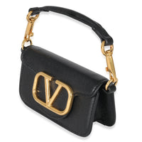 Valentino Black Leather Vlogo Mini Locò Bag