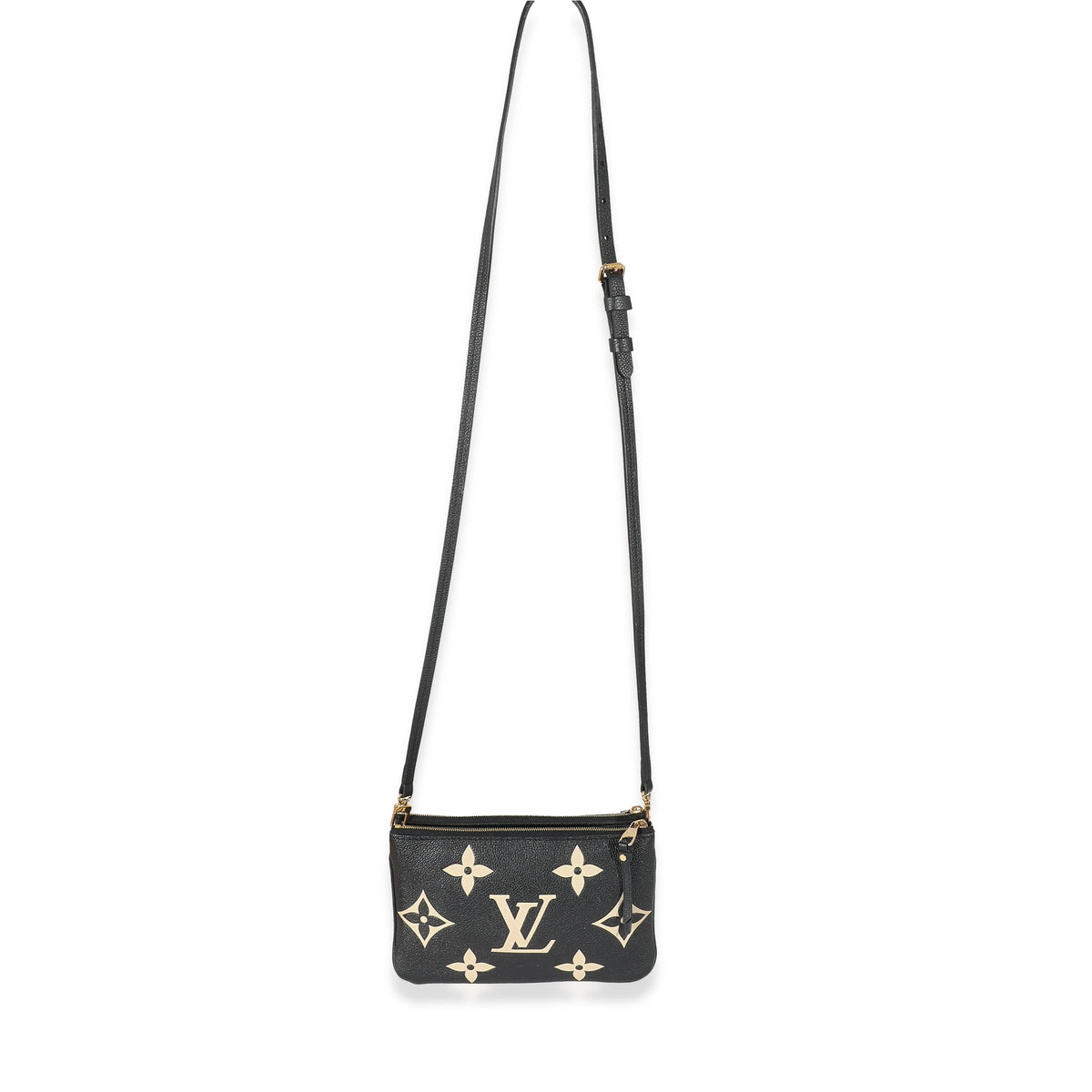 Louis Vuitton Black Beige Monogram Empreinte Double Zip Pochette