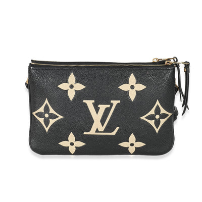 Louis Vuitton Black & Beige Monogram Empreinte Double Zip Pochette