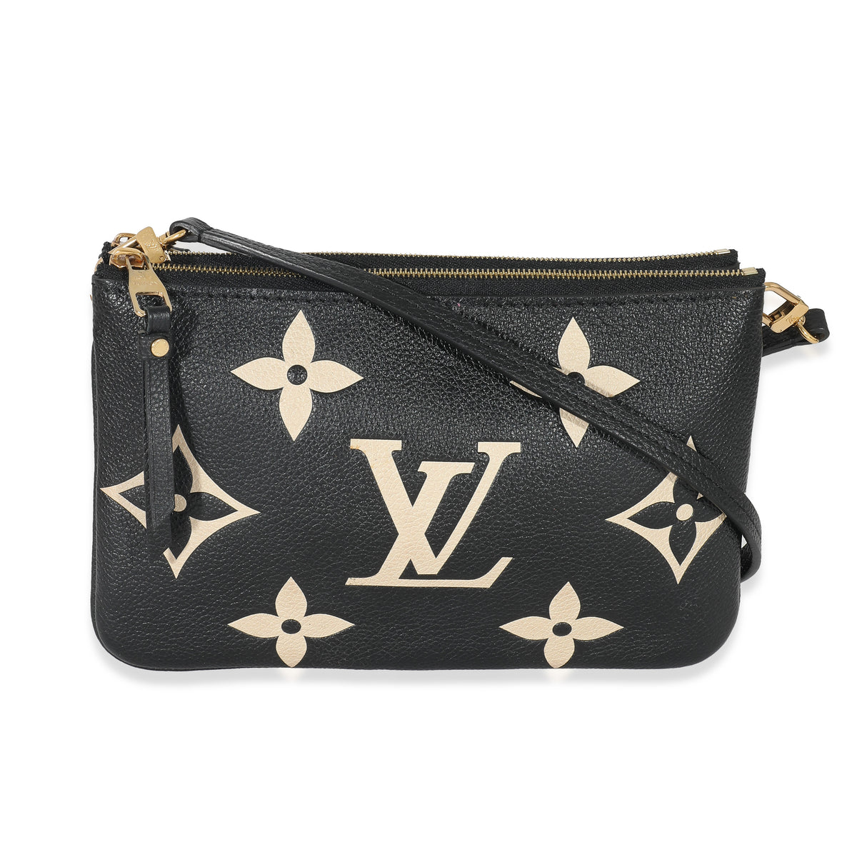 Louis Vuitton Black Beige Monogram Empreinte Double Zip Pochette
