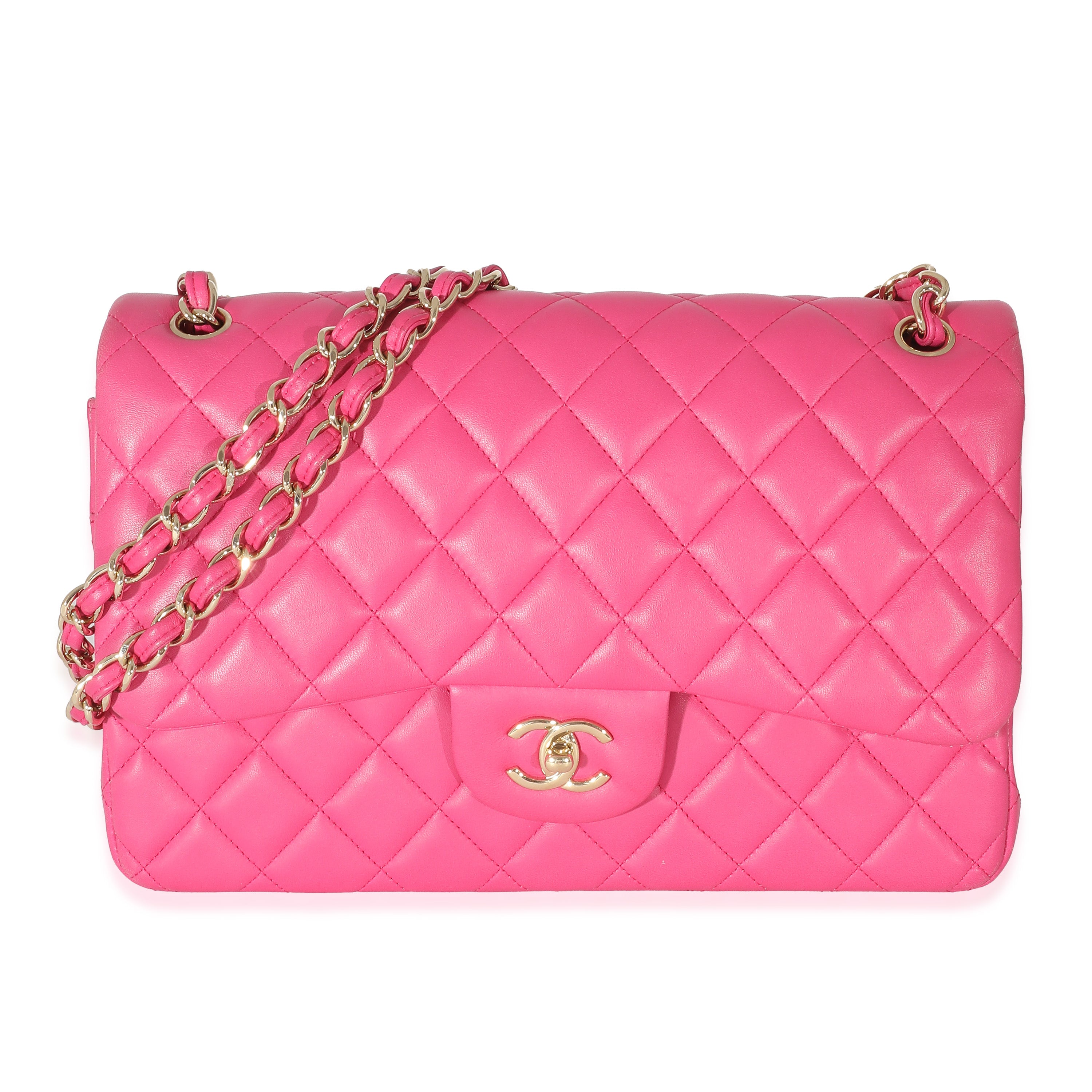 Chanel Pink Lambskin Jumbo Classic Double Flap Bag | myGemma