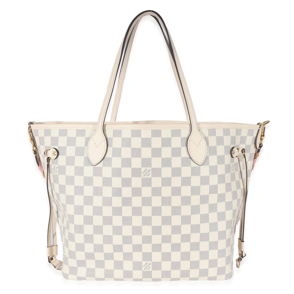 Louis Vuitton Damier Azur Coated Canvas Braided Neverfull MM Gold
