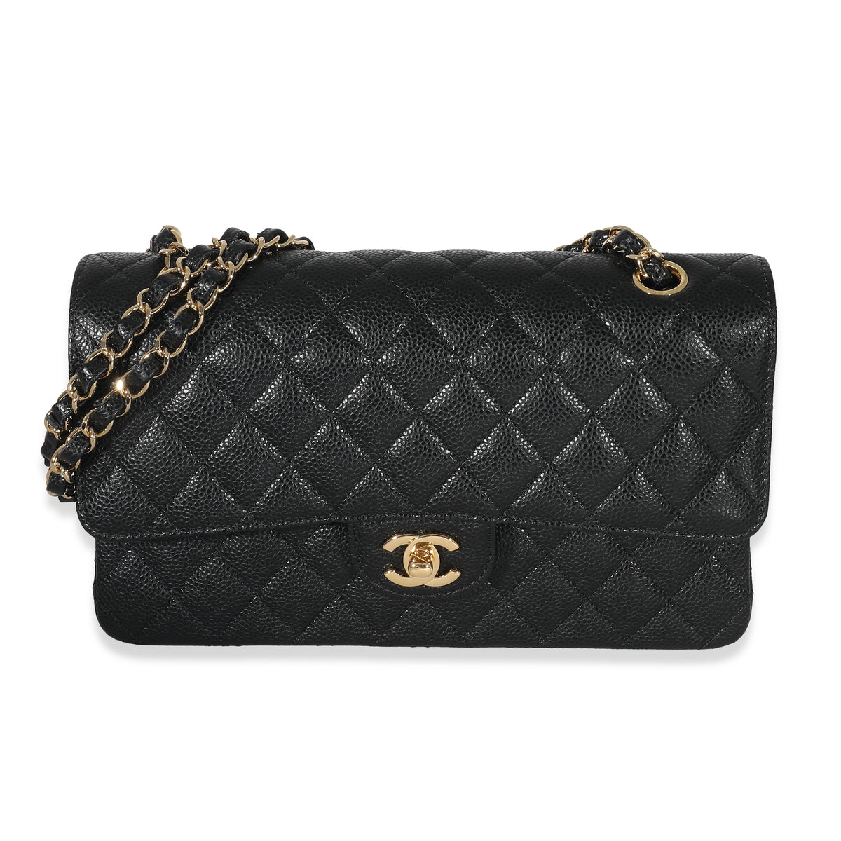 Chanel Black Quilted Caviar Medium Classic Double Flap Bag