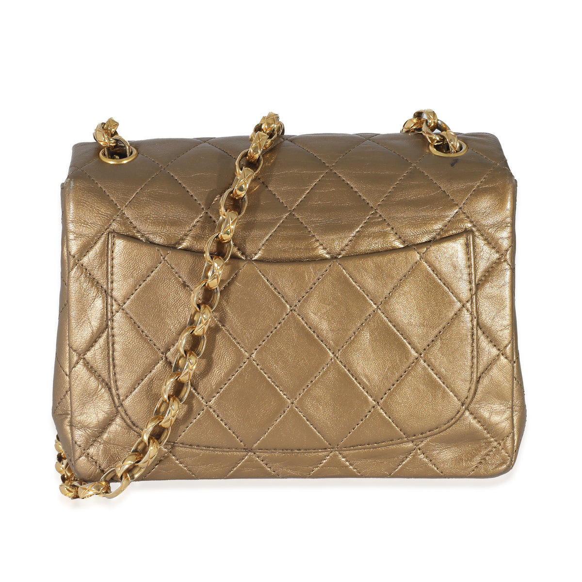 Chanel Vintage Quilted Metallic Gold Leather Bijoux Chain Mini Flap Bag