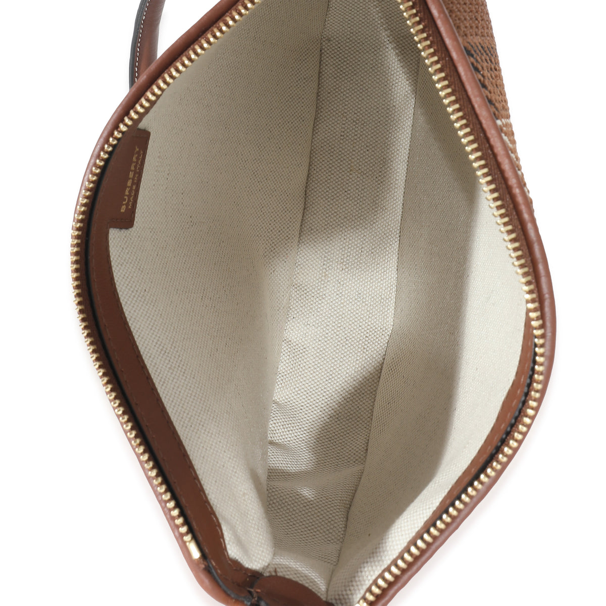 Burberry Brown Knitted Check Olympia Pouch Bag | myGemma | Item #132948