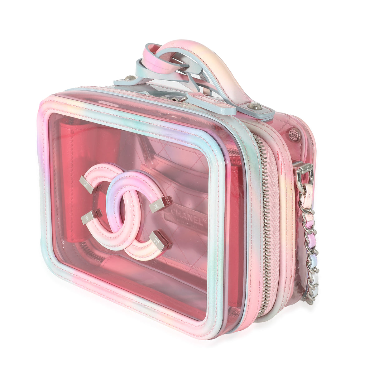 Chanel PVC Pink Rainbow Vanity Filigree Case