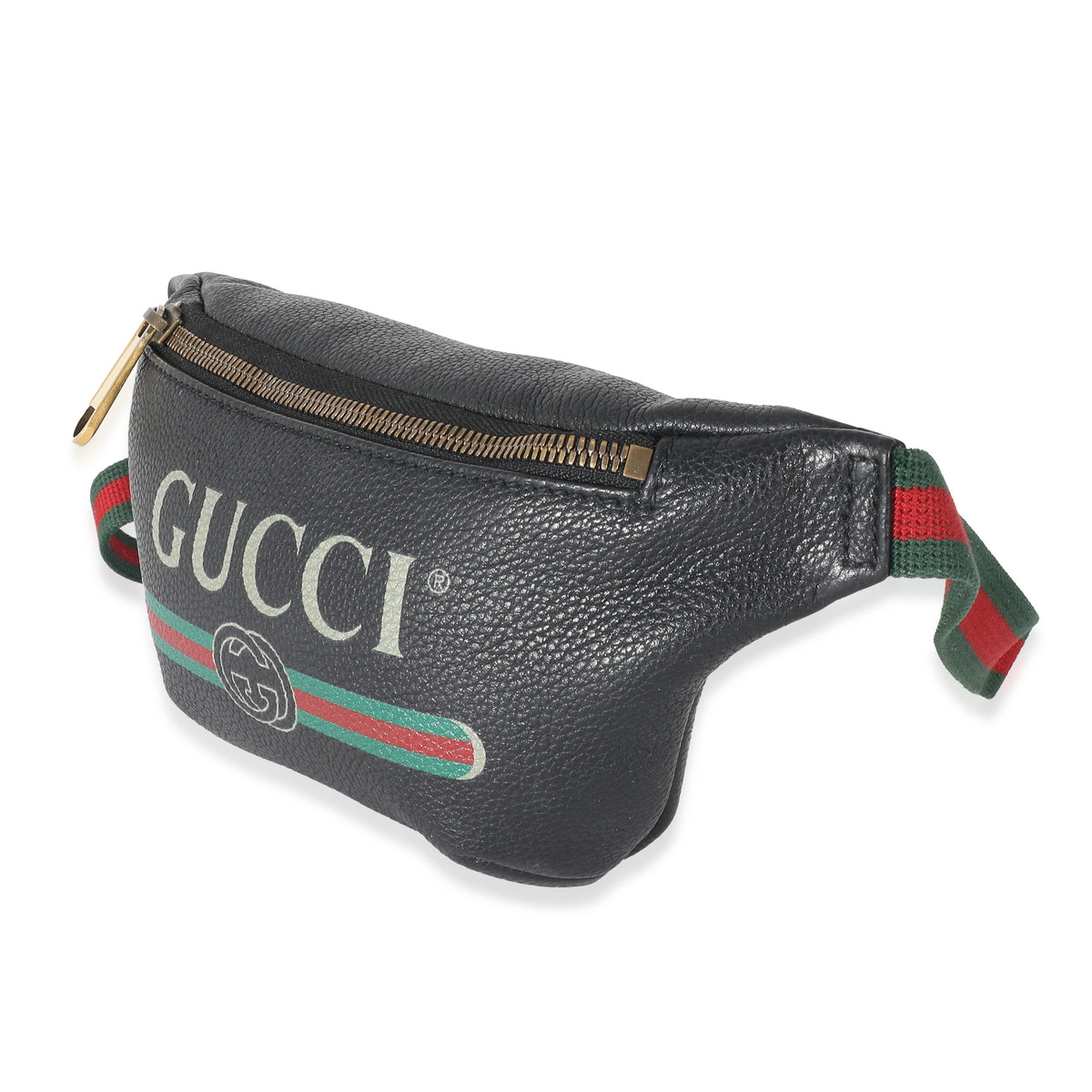 Gucci print small on sale belt bag black