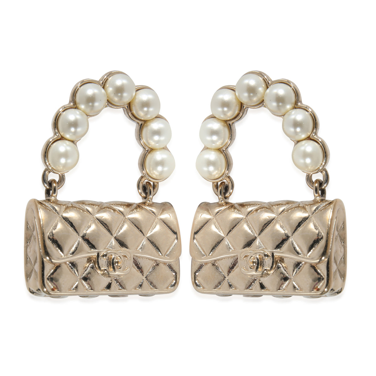 Chanel 2021 Flap Bags Gold Plated Earrings, myGemma