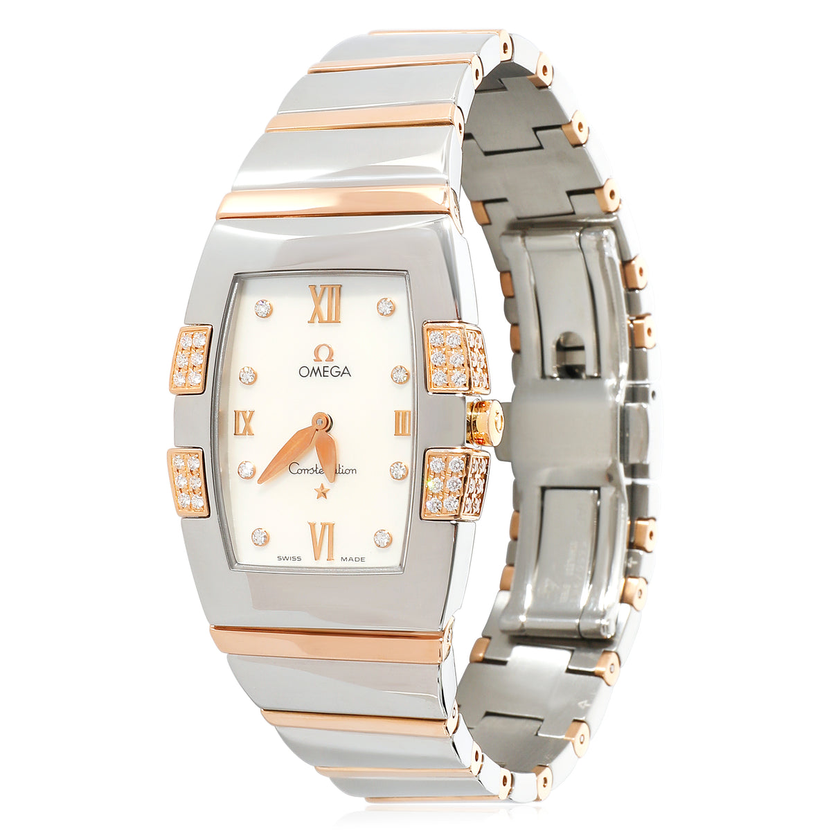 Omega Constellation Quadrella 1286.75 Women's Watch in 18kt Stainless Steel/Rose