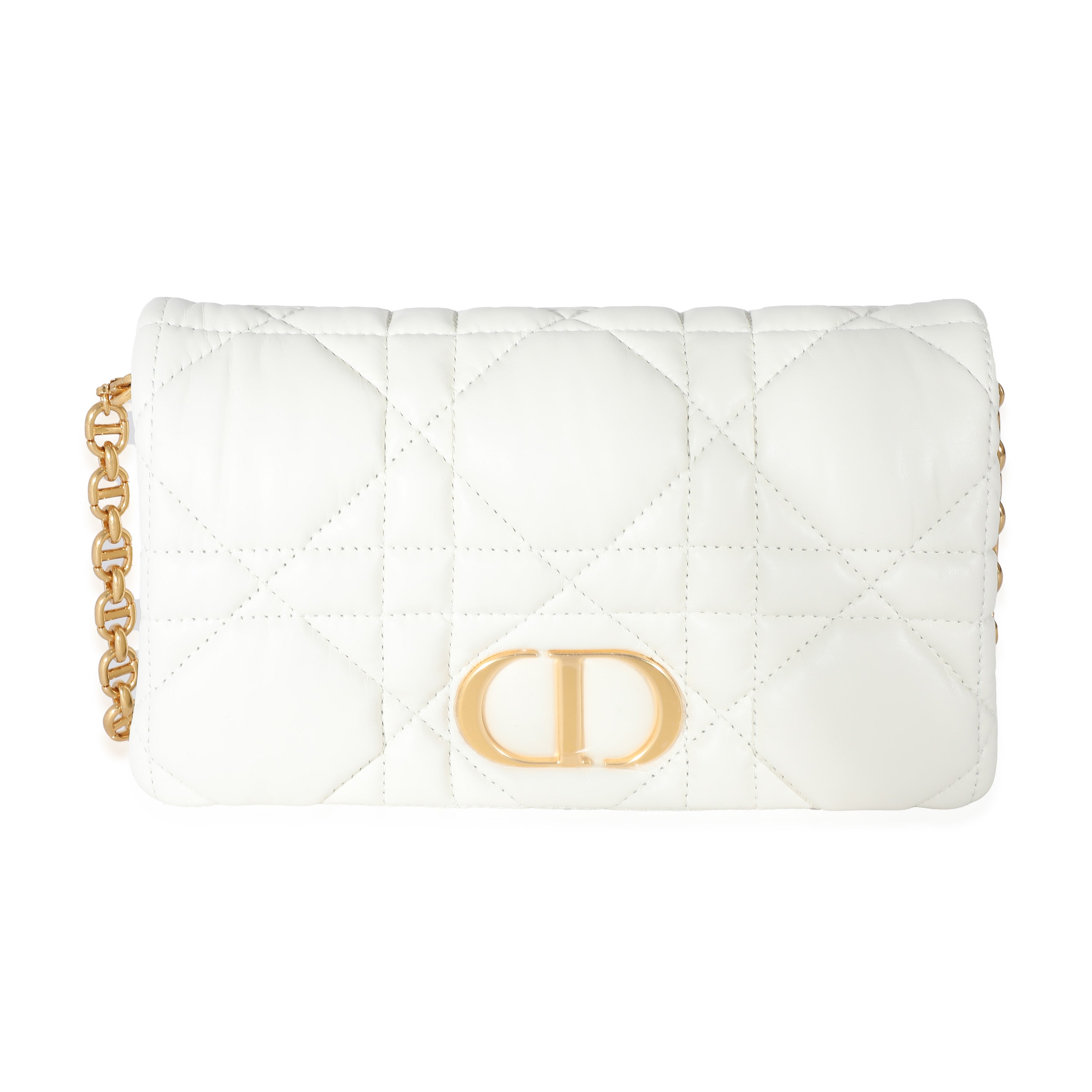 Small Dior Caro Bag Latte Quilted Macrocannage Calfskin