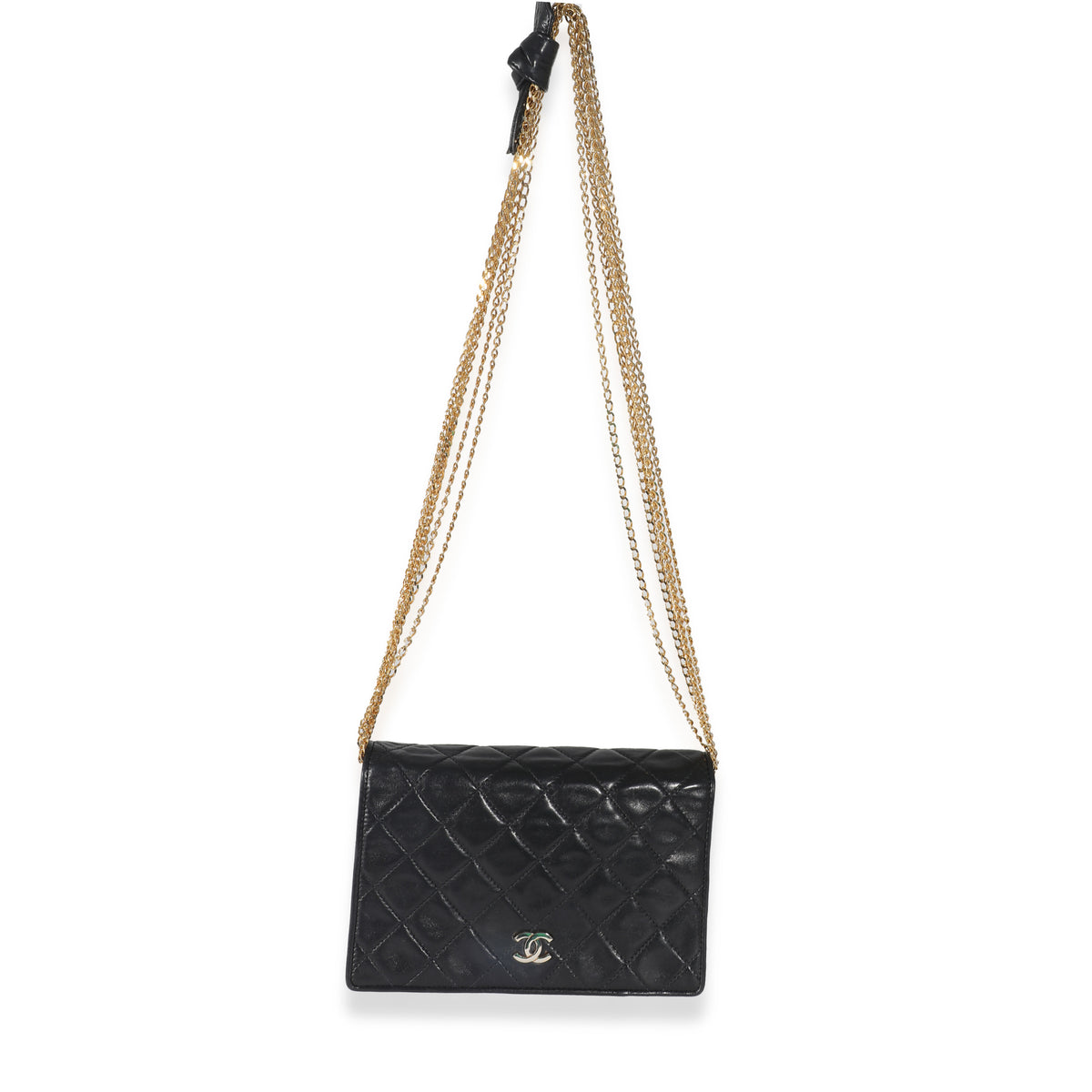 Chanel Black Lambskin Multi Chain Flap Bag