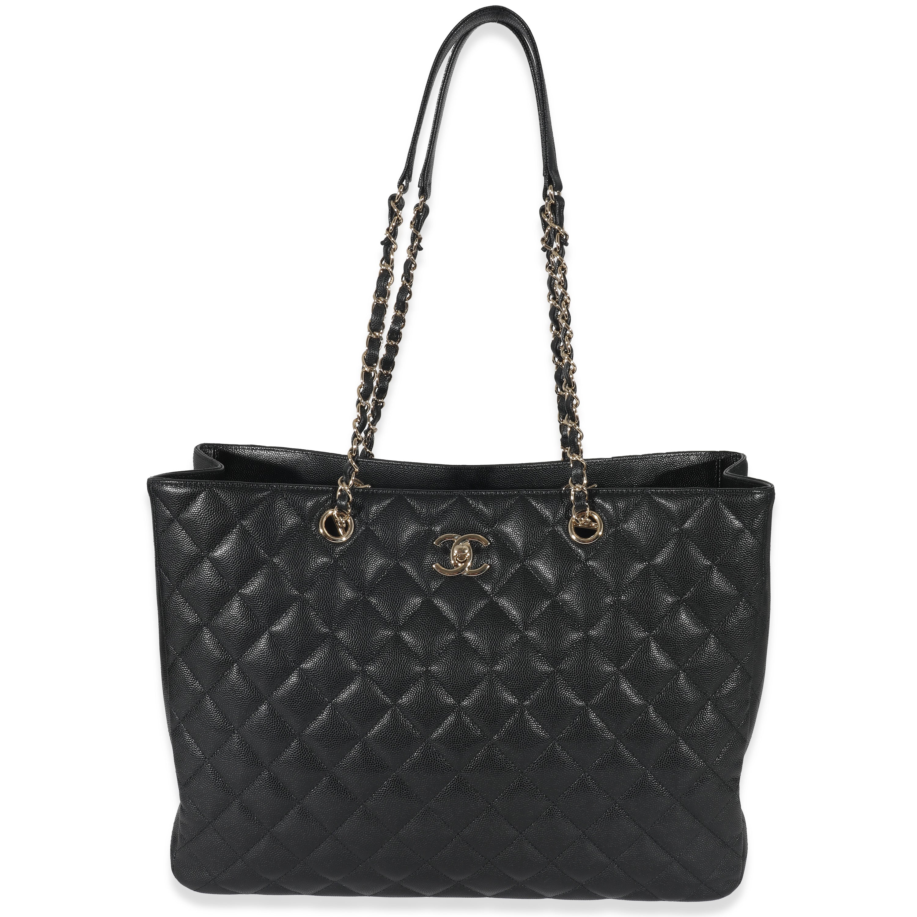 Chanel 23C Black Quilted Caviar Large Shopping Tote | myGemma