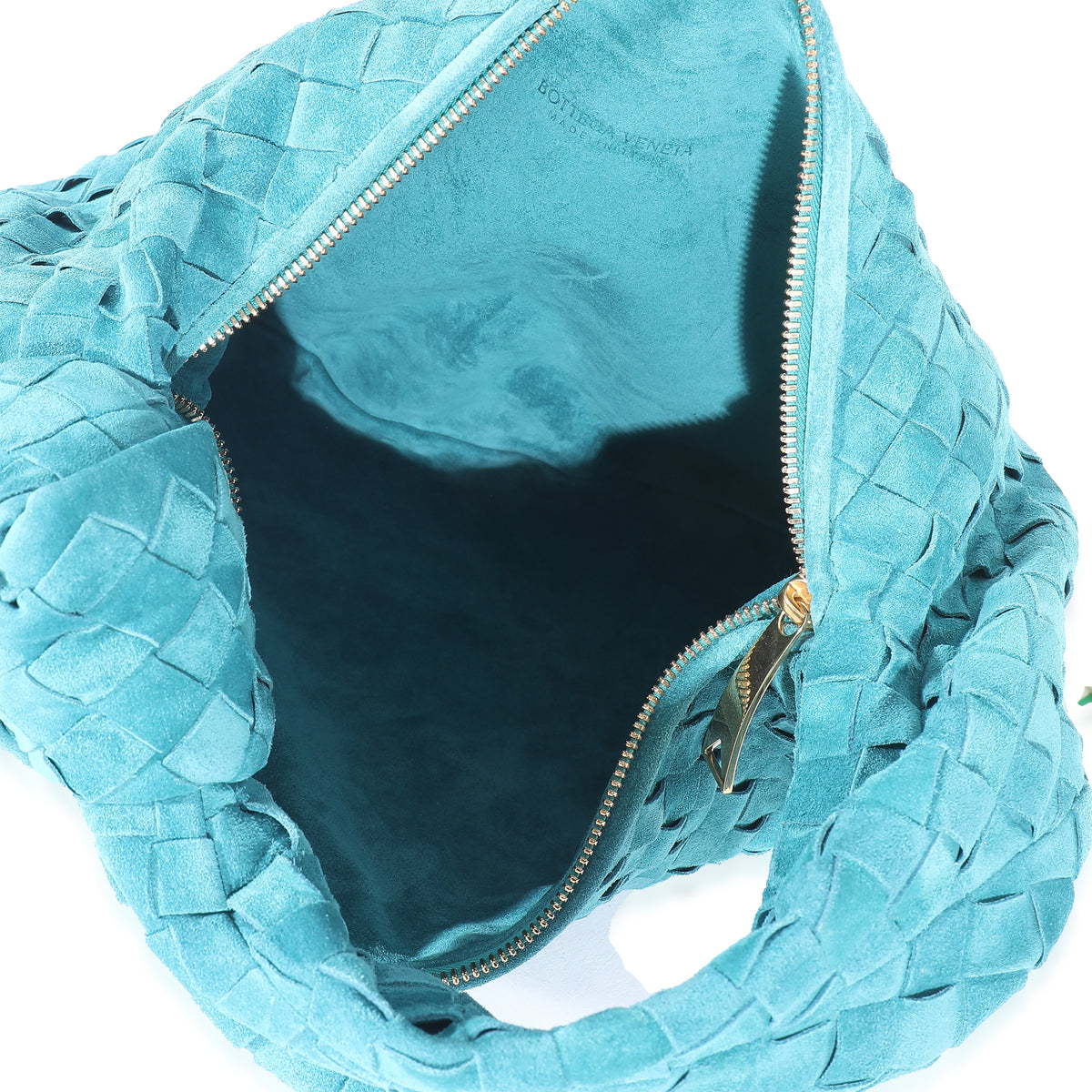 Bottega Veneta Teal Suede Intrecciato Teen Jodie