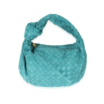 Bottega Veneta Teal Suede Intrecciato Teen Jodie